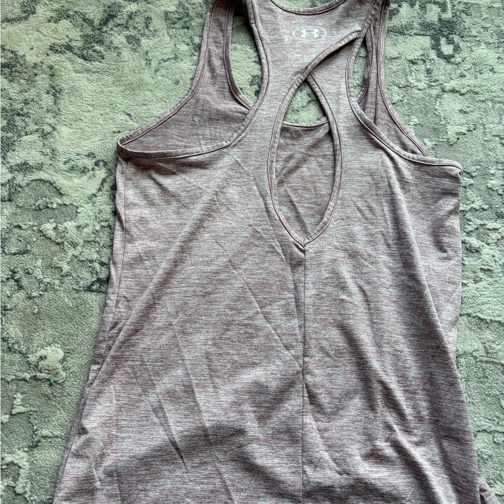 Under Armour Heathered Mauve/Pink Racerback Tank Top - Picture 2 of 5